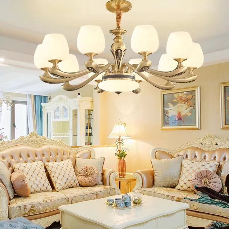 Glass American Chandelier Bowl Shape Multi Light Hanging Light pour le restaurant