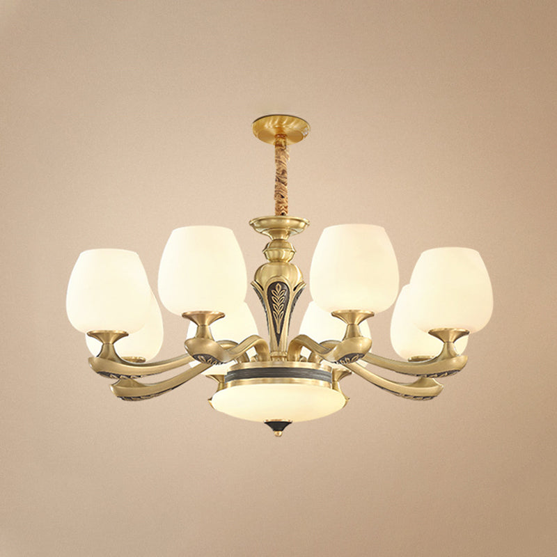 Glass American Chandelier Bowl Shape Multi Light Hanging Light pour le restaurant