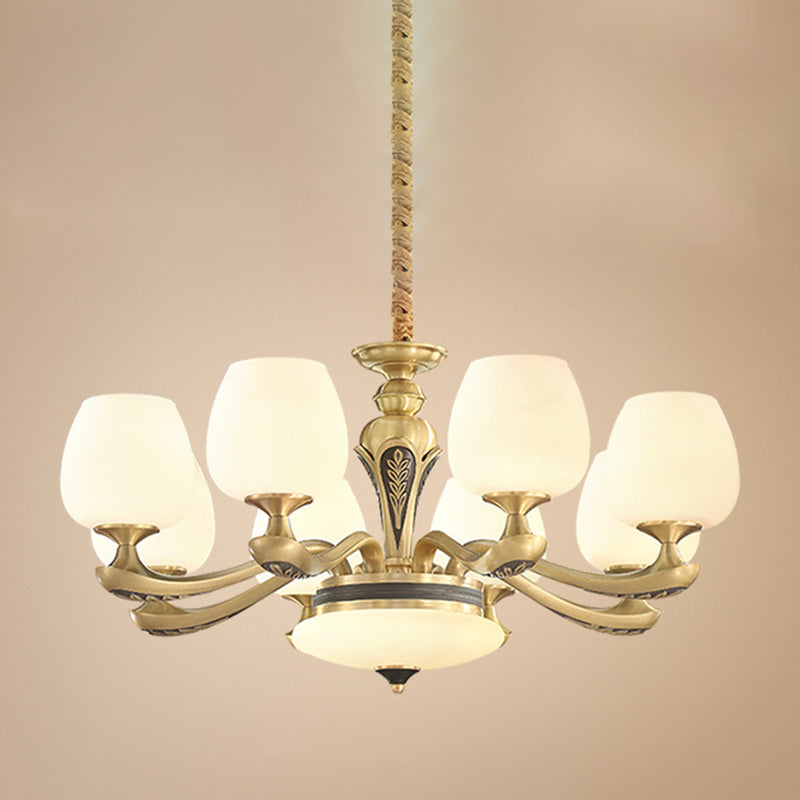 Glass American Chandelier Bowl Shape Multi Light Hanging Light pour le restaurant