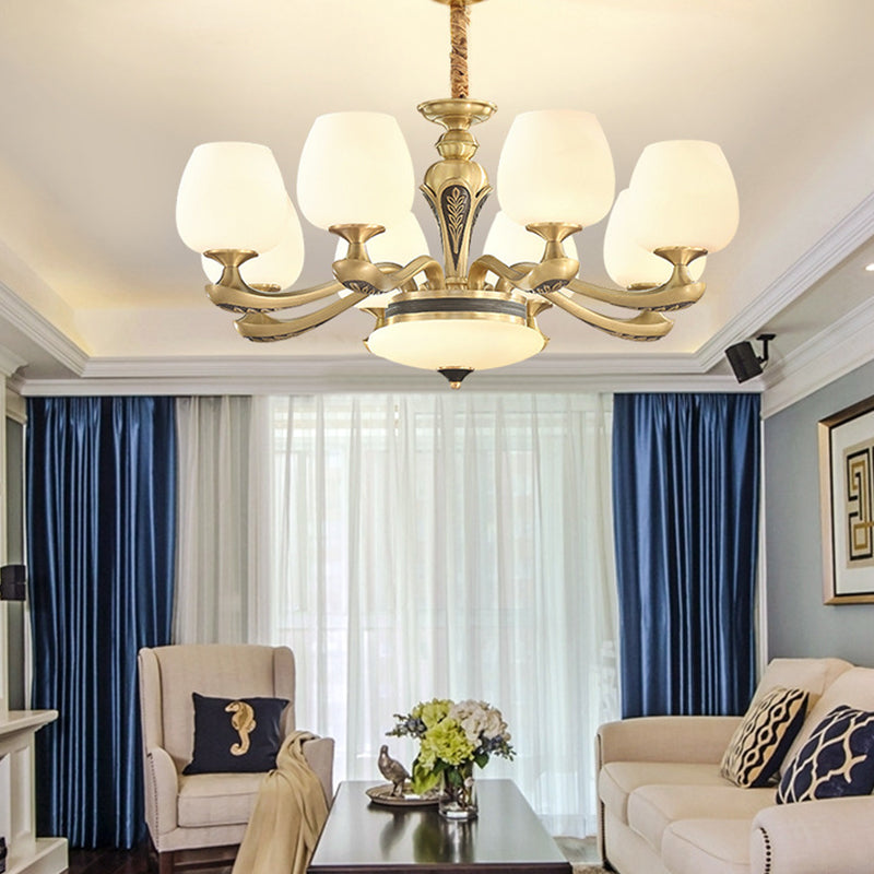 Glass American Chandelier Bowl Shape Multi Light Hanging Light pour le restaurant