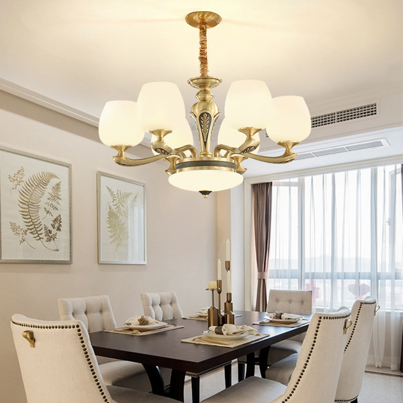 Glass American Chandelier Bowl Shape Multi Light Hanging Light pour le restaurant