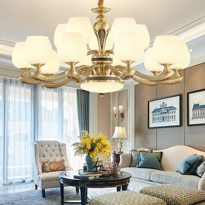 Glass American Chandelier Bowl Shape Multi Light Hanging Light pour le restaurant