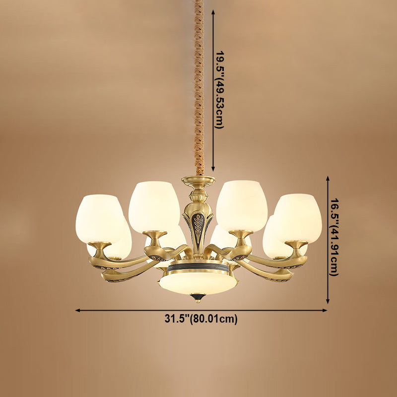 Glass American Chandelier Bowl Shape Multi Light Hanging Light pour le restaurant