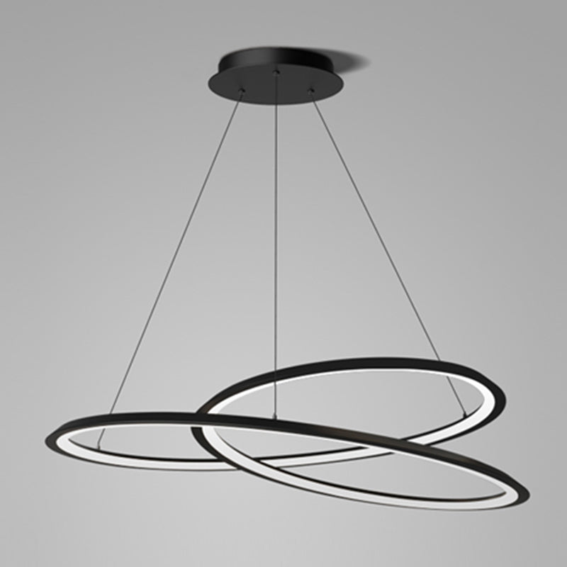 Metal Modern Chandelier Linear 1 Light LED Hanging Light in Black for Restaurant