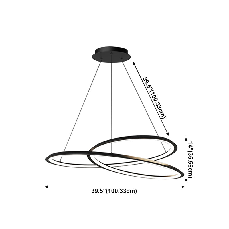 Metal Modern Chandelier Linear 1 Light LED Hanging Light in Black for Restaurant