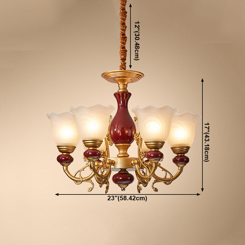 White Glass American Chandelier Gold Multi Light Hanging Light for Restaurant