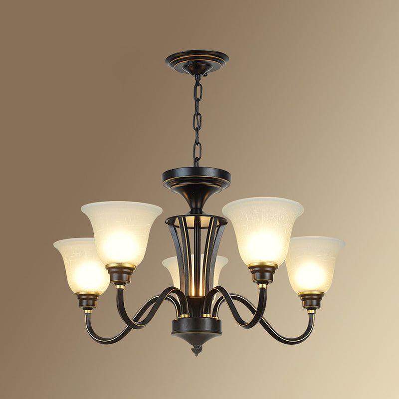 Glass American Chandelier Bell Shape Multi Light Hanging Light for Restaurant