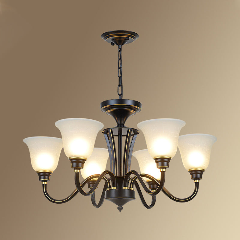 Glass American Chandelier Bell Shape Multi Light Hanging Light for Restaurant