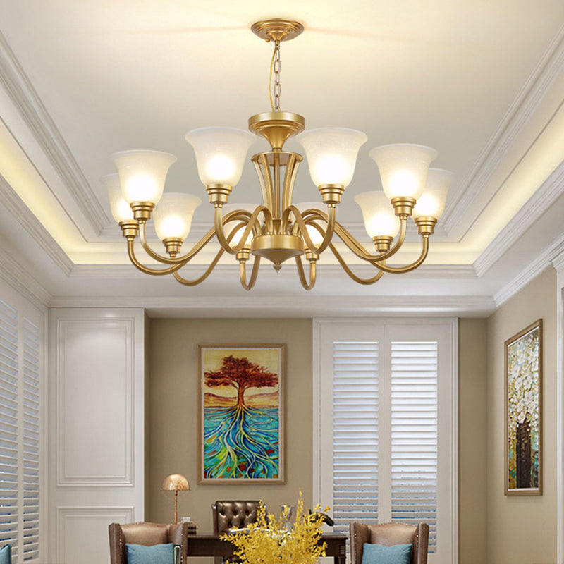 Glass American Chandelier Bell Shape Multi Light Hanging Light for Restaurant