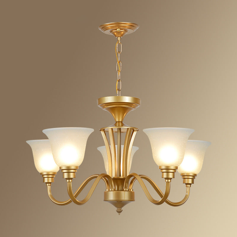 Glass American Chandelier Bell Shape Multi Light Hanging Light for Restaurant