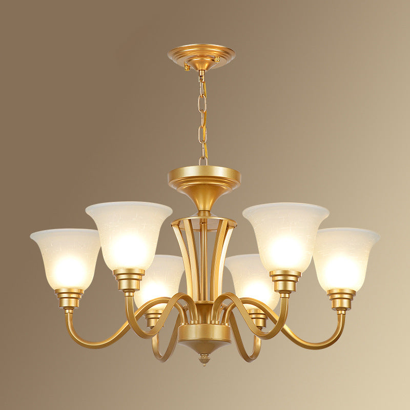 Glass American Chandelier Bell Shape Multi Light Hanging Light for Restaurant
