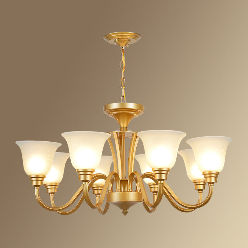 Glass American Chandelier Bell Shape Multi Light Hanging Light for Restaurant