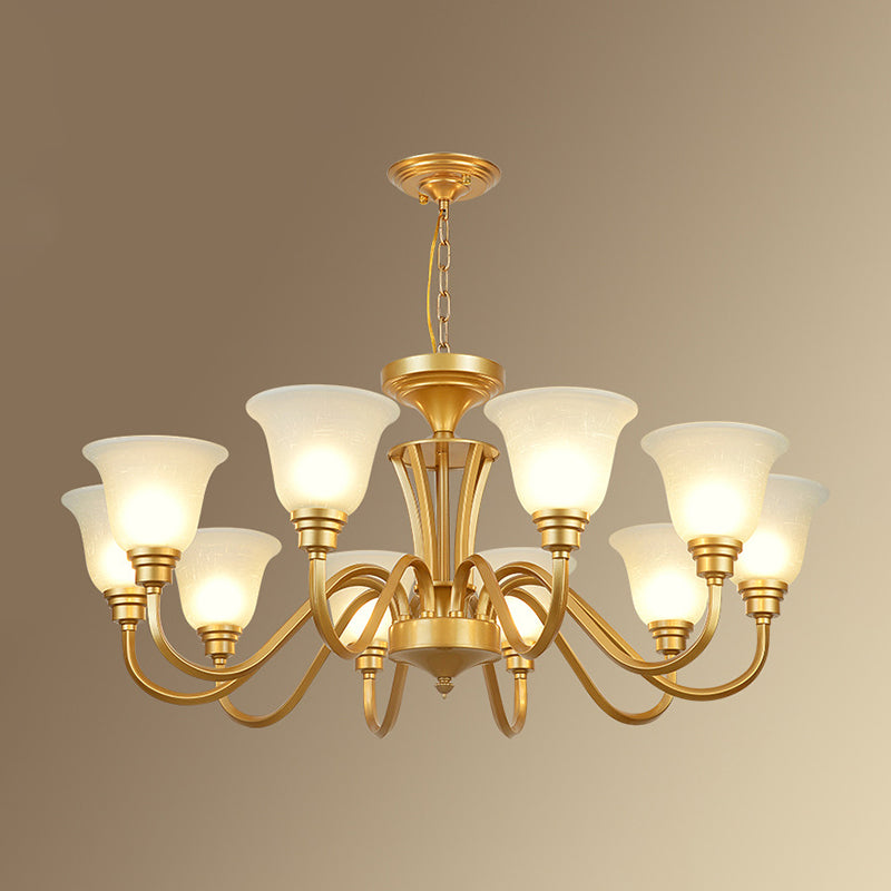 Glass American Chandelier Bell Shape Multi Light Hanging Light for Restaurant