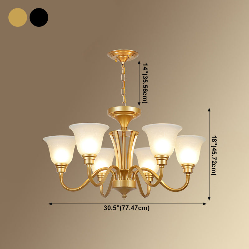 Glass American Chandelier Bell Shape Multi Light Hanging Light for Restaurant