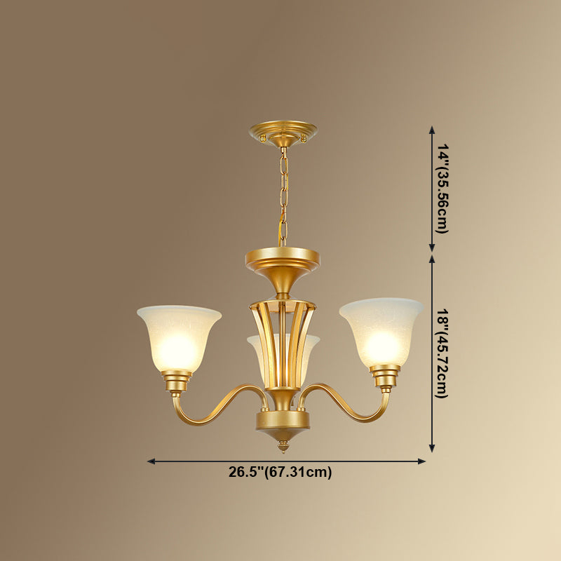 Glass American Chandelier Bell Shape Multi Light Hanging Light for Restaurant