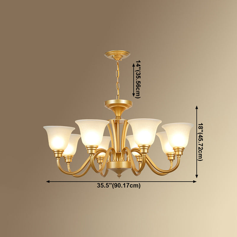 Glass American Chandelier Bell Shape Multi Light Hanging Light for Restaurant