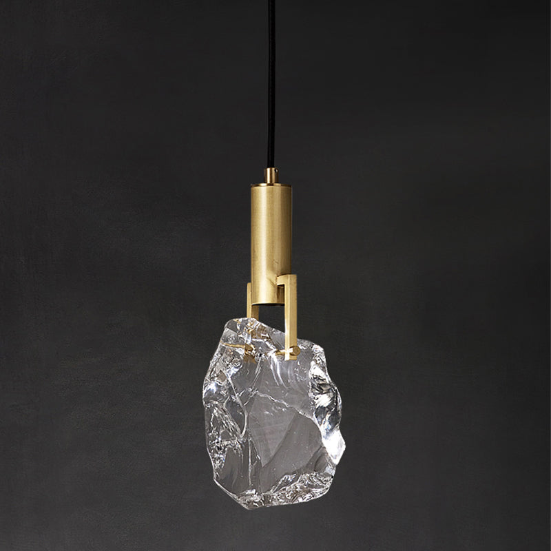 Cristaux clairs bloque les éclairages suspendus 11 "H lampe suspendue en or pour la table à manger