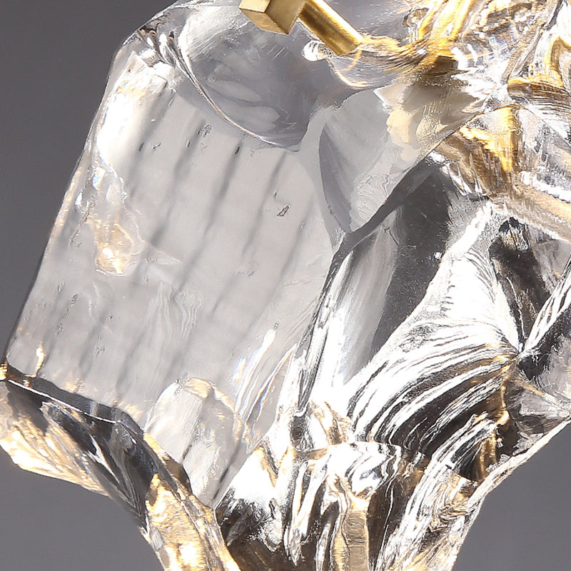 Cristaux clairs bloque les éclairages suspendus 11 "H lampe suspendue en or pour la table à manger