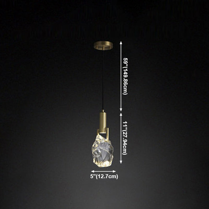 Cristaux clairs bloque les éclairages suspendus 11 "H lampe suspendue en or pour la table à manger