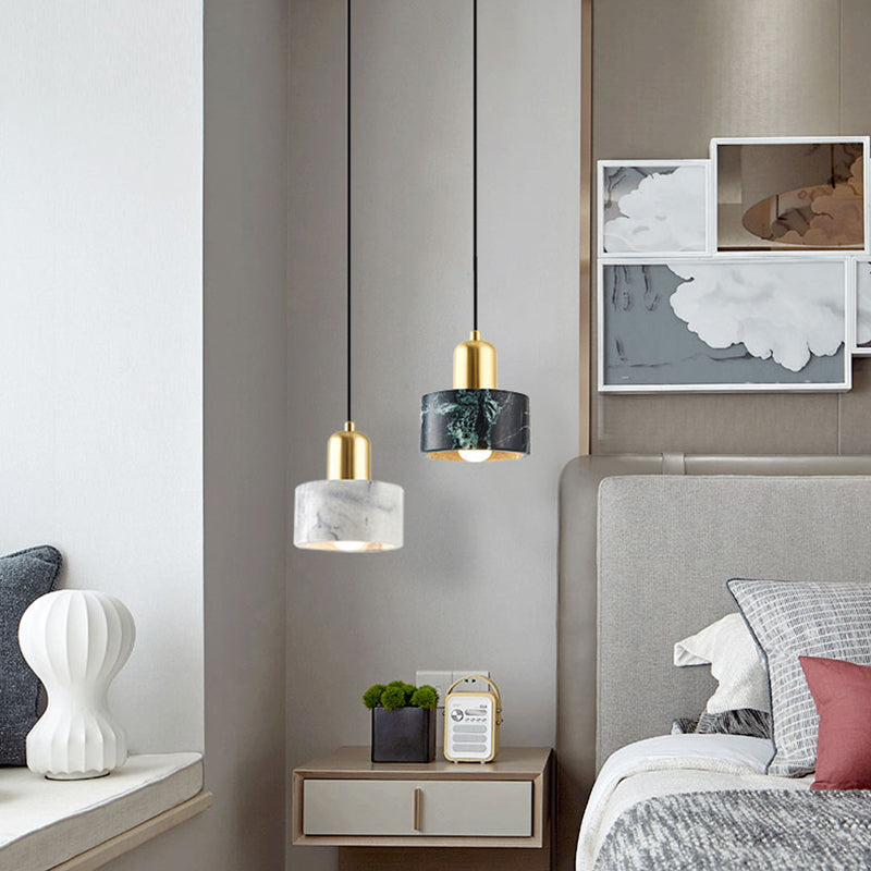 1 Light Pendant Light Modern Style Geometric Shape Stone Hanging Lamp for Bedside