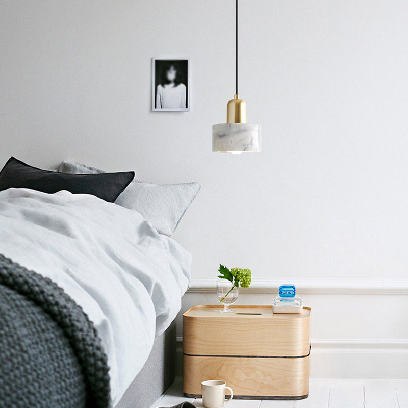 1 Light Pendant Light Modern Style Geometric Shape Stone Hanging Lamp for Bedside