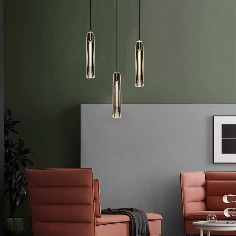 Crystal Pendante Light Contemporary Smoke Grey Pendant lampe pour le salon