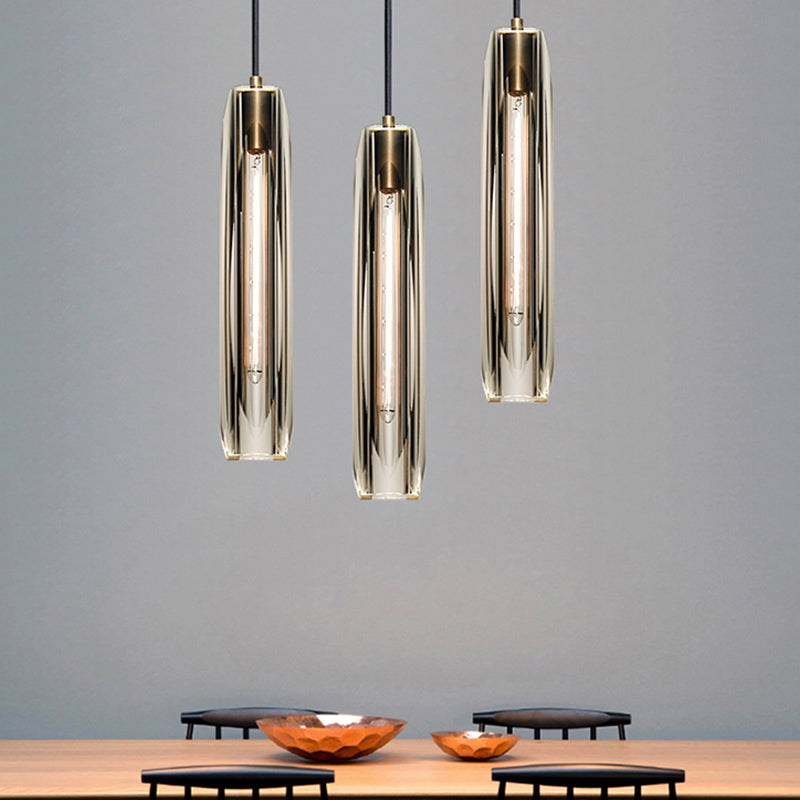 Crystal Pendante Light Contemporary Smoke Grey Pendant lampe pour le salon