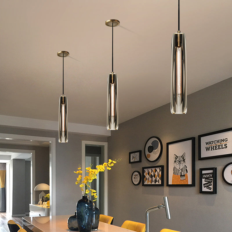 Crystal Pendante Light Contemporary Smoke Grey Pendant lampe pour le salon