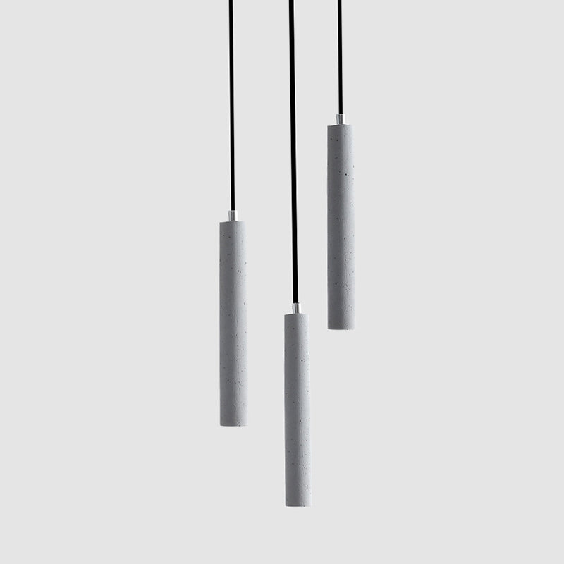 Cylindre moderne style suspendu ciment gris 1 pendentif lumineux léger pour barre