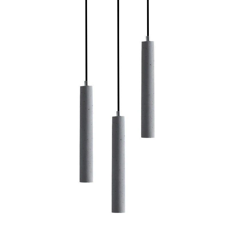Cylindre moderne style suspendu ciment gris 1 pendentif lumineux léger pour barre