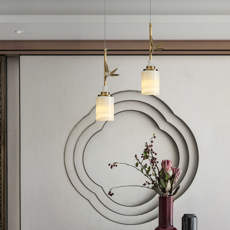 Suspension de style moderne suspendu à la lumière du cylindre en pierre pour chambre à coucher