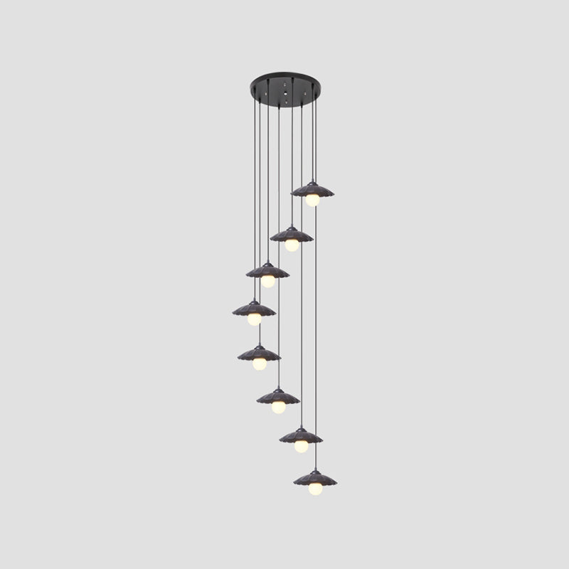 Luminaires suspendus noirs à tête multiples lampe à suspension en métal moderne pour le salon