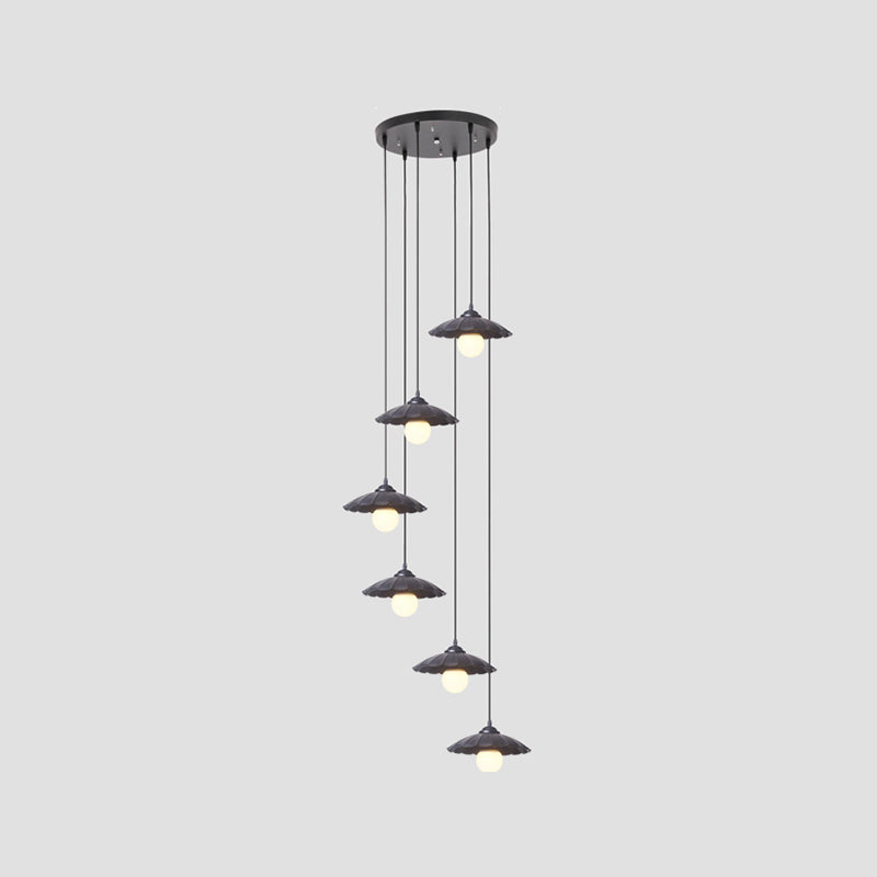 Luminaires suspendus noirs à tête multiples lampe à suspension en métal moderne pour le salon