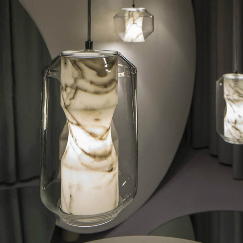 Pendentif de style moderne pierre lumineuse 1 lumière suspendue Lumière en blanc pour le chevet