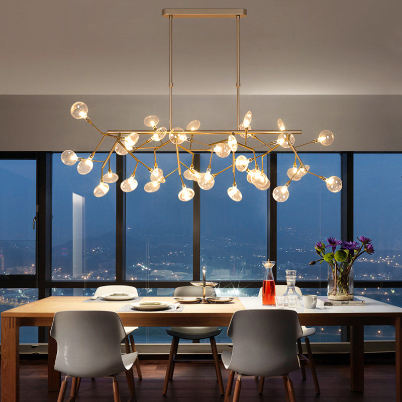 Firewcord Shape Island Lights Modern Style Acrylic Metal Chandelier Lights For Dining Room