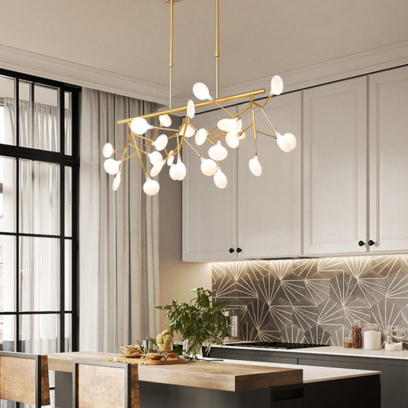 Firewcord Shape Island Lights Modern Style Acrylic Metal Chandelier Lights For Dining Room