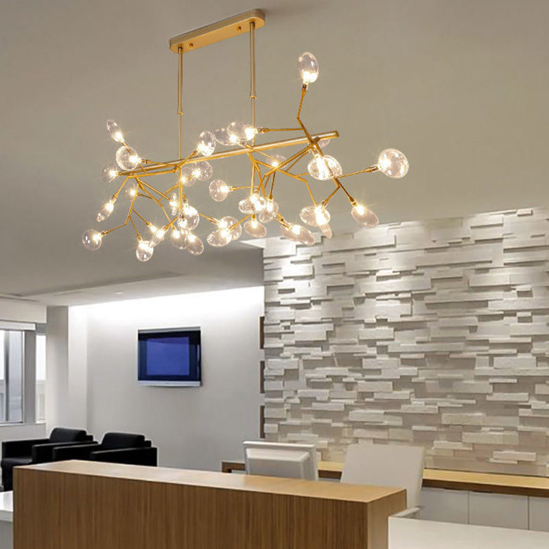 Forma de firewormes Luces de la isla de estilo moderno Luces de lámpara de metal acrílico para el comedor