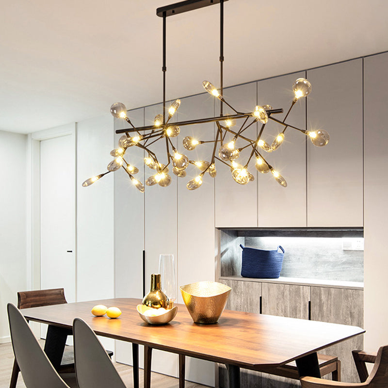 Firewcord Shape Island Lights Modern Style Acrylic Metal Chandelier Lights For Dining Room