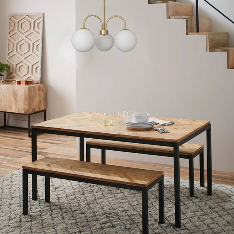 Gold Copper Chandelier Light Fixtures Modern 3-Head Globe Suspension Lamps for Living Room