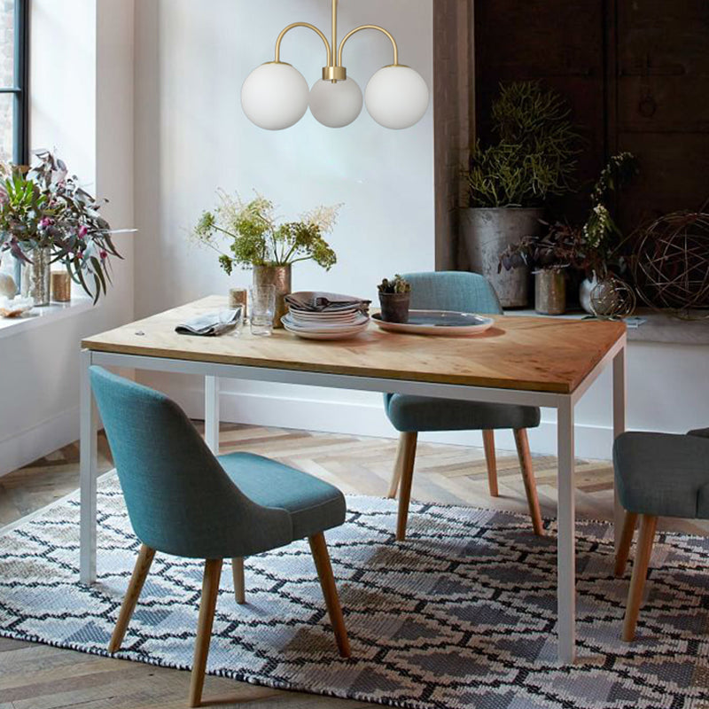 Gold Copper Chandelier Light Fixtures Modern 3-Head Globe Suspension Lamps for Living Room