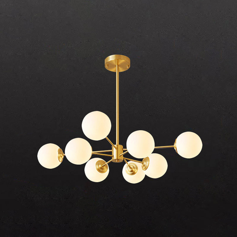 Brass Nordic Chandelier Globe Multi Light Hanging Light with Glass for Restaurant