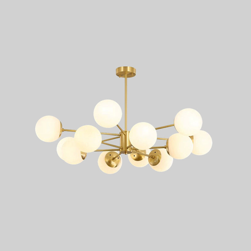 Brass Nordic Chandelier Globe Multi Light Hanging Light with Glass for Restaurant