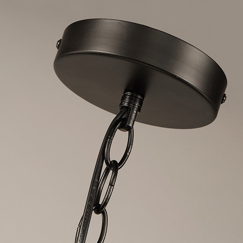 Pendante per lantenna in tessuto in gabbia retrò sala da pranzo a 1 luce appesa alla luce in nero