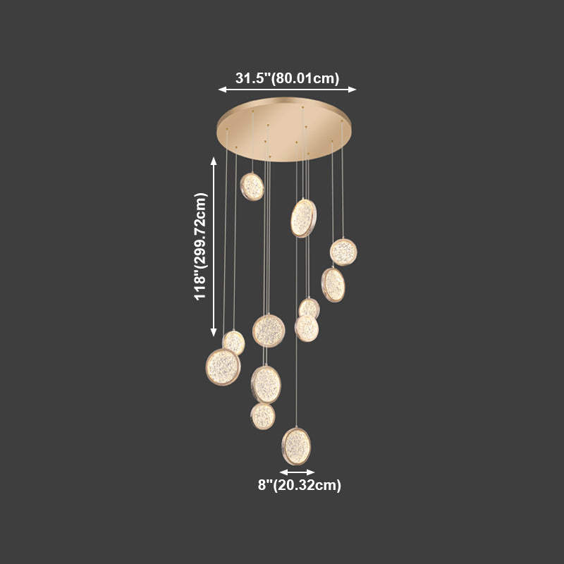 Pendentif multi-lumière rond en or