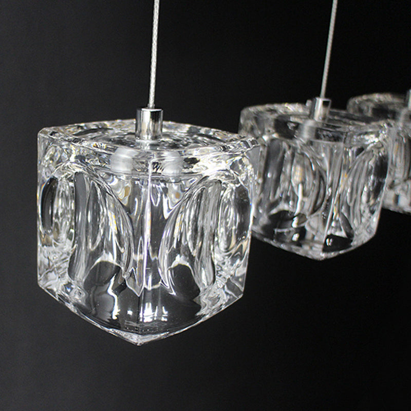 Cube Shape Crystal Pendant Light Contemporain multiple suspendu pour les escaliers