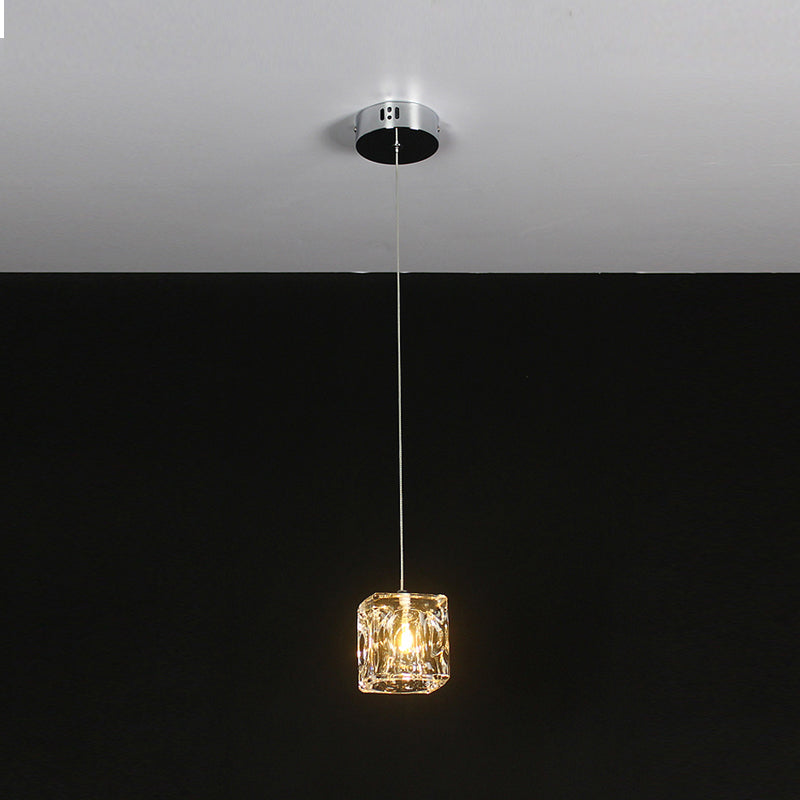 Cube Shape Crystal Pendant Light Contemporain multiple suspendu pour les escaliers