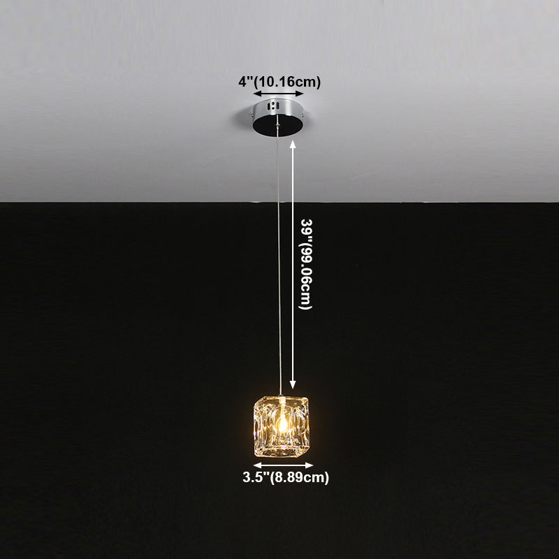 Cube Shape Crystal Pendant Light Contemporain multiple suspendu pour les escaliers