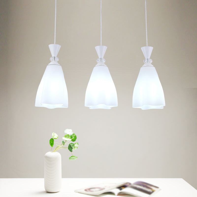 Bloemen diner hanglampverlichting minimalistisch wit glas hangende verlichtingsarmatuur