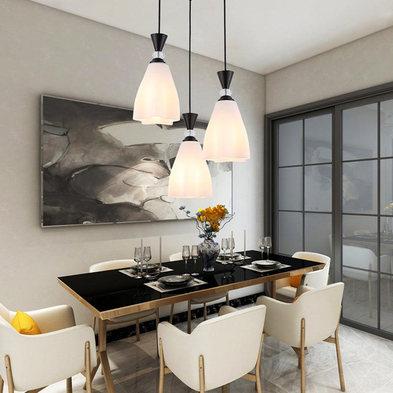 Bloemen diner hanglampverlichting minimalistisch wit glas hangende verlichtingsarmatuur