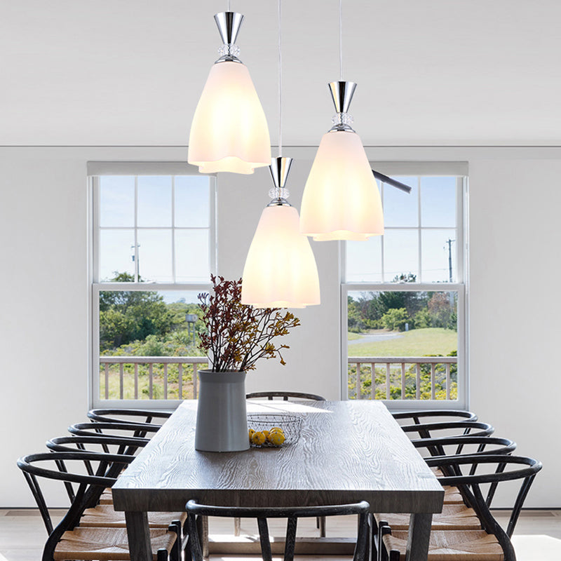 Bloemen diner hanglampverlichting minimalistisch wit glas hangende verlichtingsarmatuur